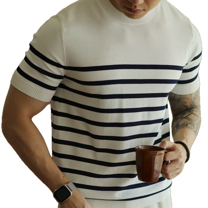 Men's Fashionable Striped Knit Sweater Mune Fashion