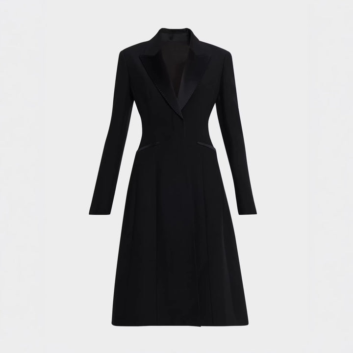 Women Tailored Evening Coat-Blazer with Satin Lapels and Slim Silhouette Mune Fashion