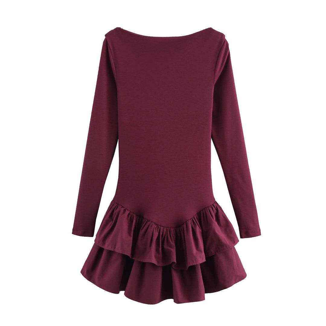 Women's figure-hugging mini dress with tiered ruffles and boat neckline Mune Fashion