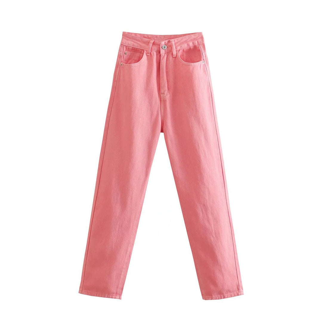 Women's High-Waisted Denim Jeans with Tapered Leg Mune Fashion