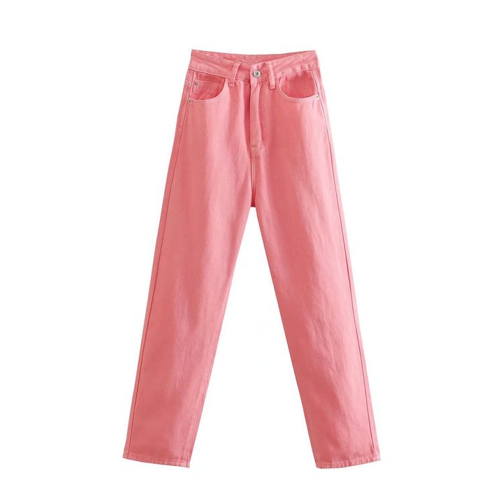 Women's High-Waisted Denim Jeans with Tapered Leg Mune Fashion