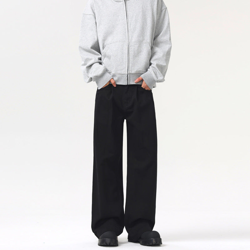 Men's Baggy Twill Pants with Low Crotch and Flowing Oversized Silhouette Mune Fashion