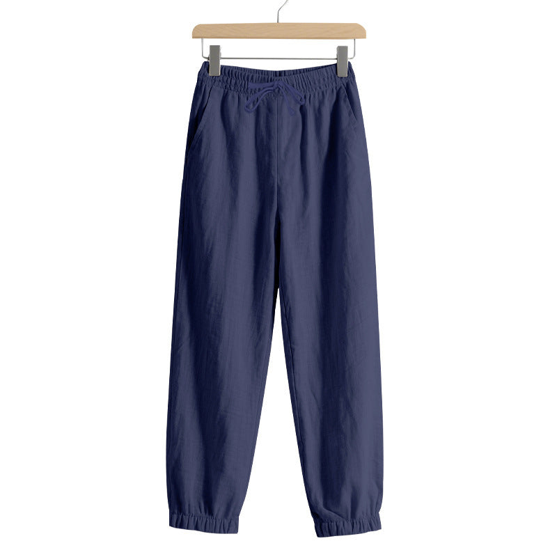 Women's relaxed-fit harem pants made of linenblend with drawstring waist and elastic ankle cuffs Mune Fashion