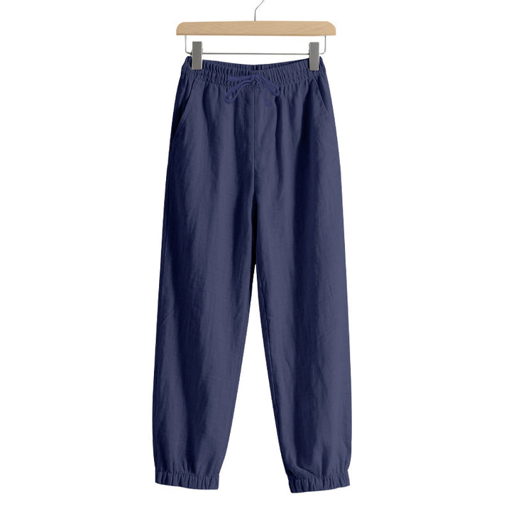 Women's relaxed-fit harem pants made of linenblend with drawstring waist and elastic ankle cuffs Mune Fashion