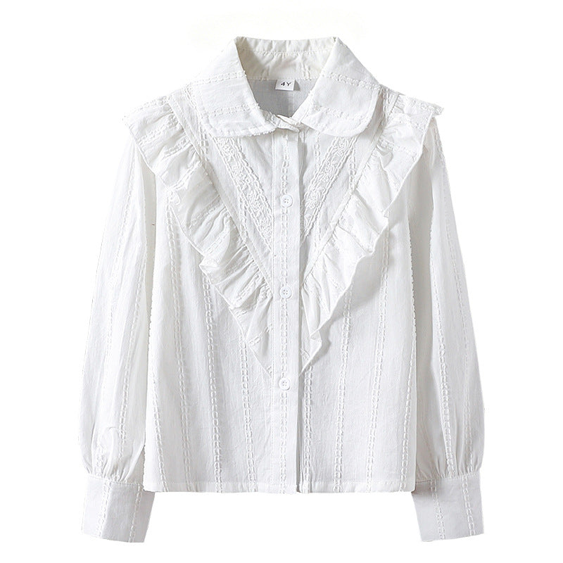 Women’s blouse with ruffle details and fine embroidery Mune Fashion