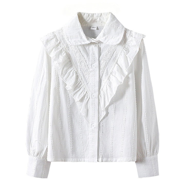 Women’s blouse with ruffle details and fine embroidery Mune Fashion