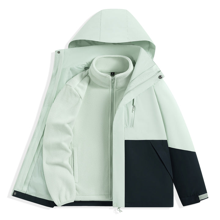 Men's two-layer outdoor parka with removable fleece inner jacket and hood Mune Fashion
