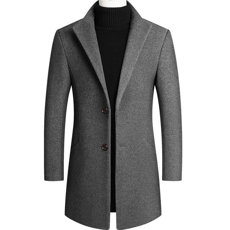 Men's Modern Wool Blend Short Coat with Slim Silhouette, Notched Lapel and Two Button Closure Mune Fashion