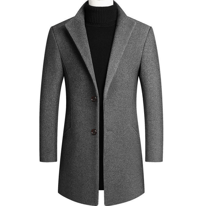 Men's Modern Wool Blend Short Coat with Slim Silhouette, Notched Lapel and Two Button Closure Mune Fashion