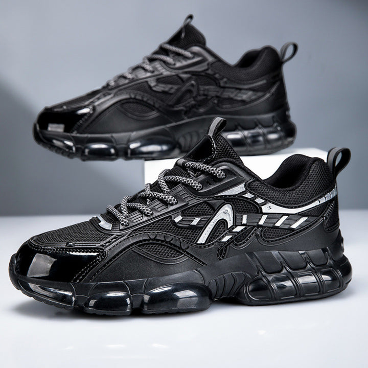 Men's Sporty Chunky Sneaker with Glossy Overlays and Cushioned Air Cushion Sole Mune Fashion