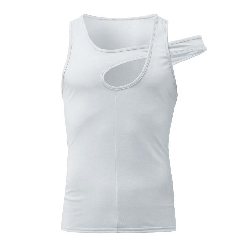Men's nan asymmetrical sleeveless tank top with cut-out insert made of cotton-elastane Mune Fashion