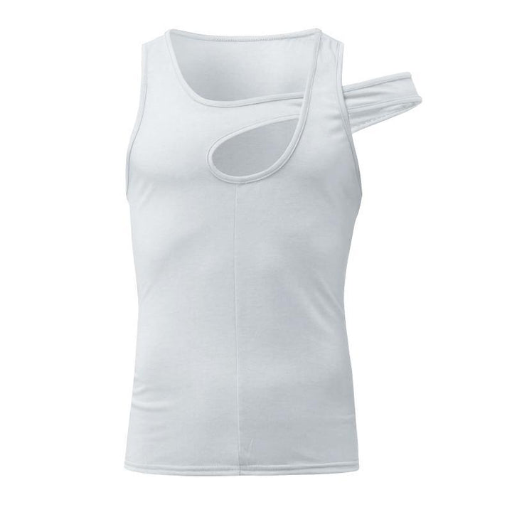 Men's nan asymmetrical sleeveless tank top with cut-out insert made of cotton-elastane Mune Fashion