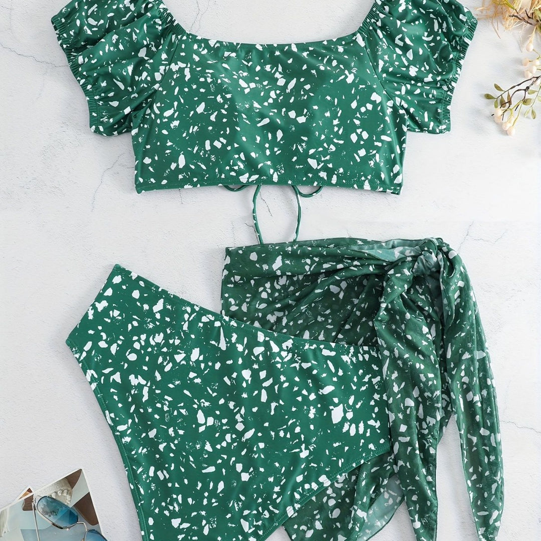 Women's Crop Bikini Top with Ruffle Details and Matching Bottom Mune Fashion