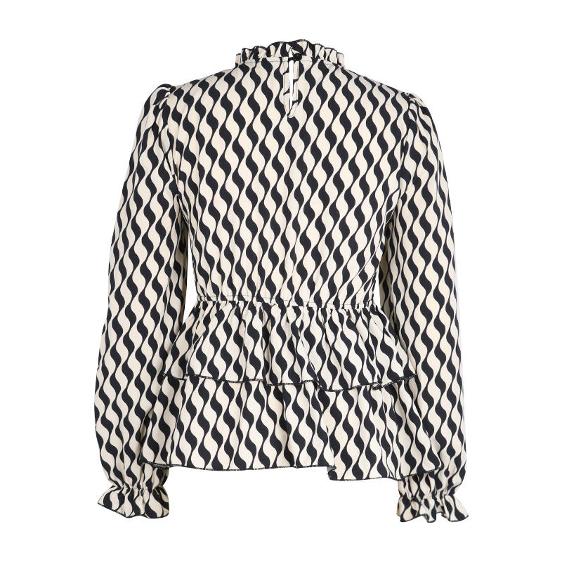 Women Playfully Cut Blouse with Ruffles Mune Fashion