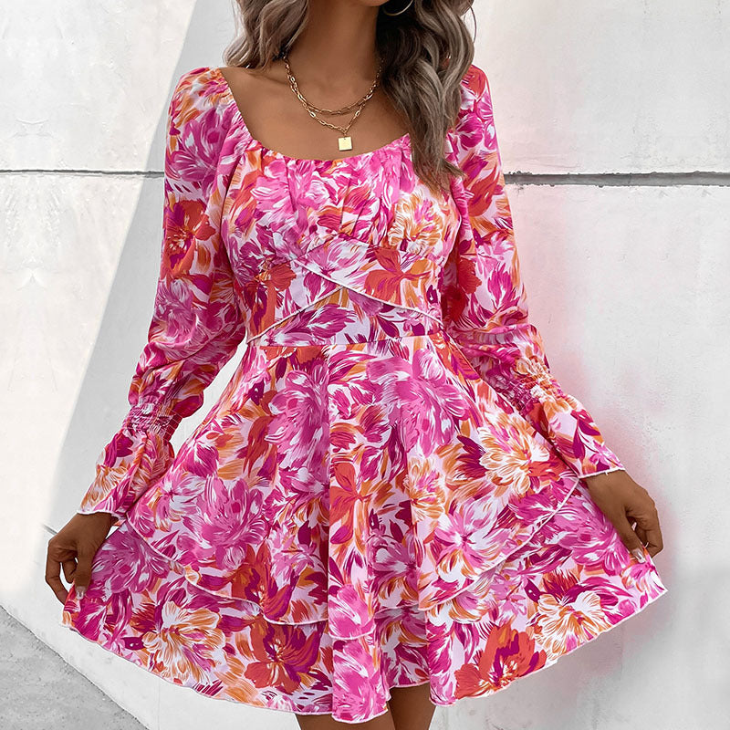 Women Playful Floral Dress with Ruffles Mune Fashion