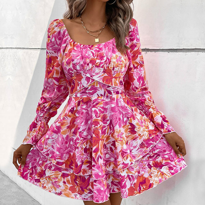 Women Playful Floral Dress with Ruffles Mune Fashion