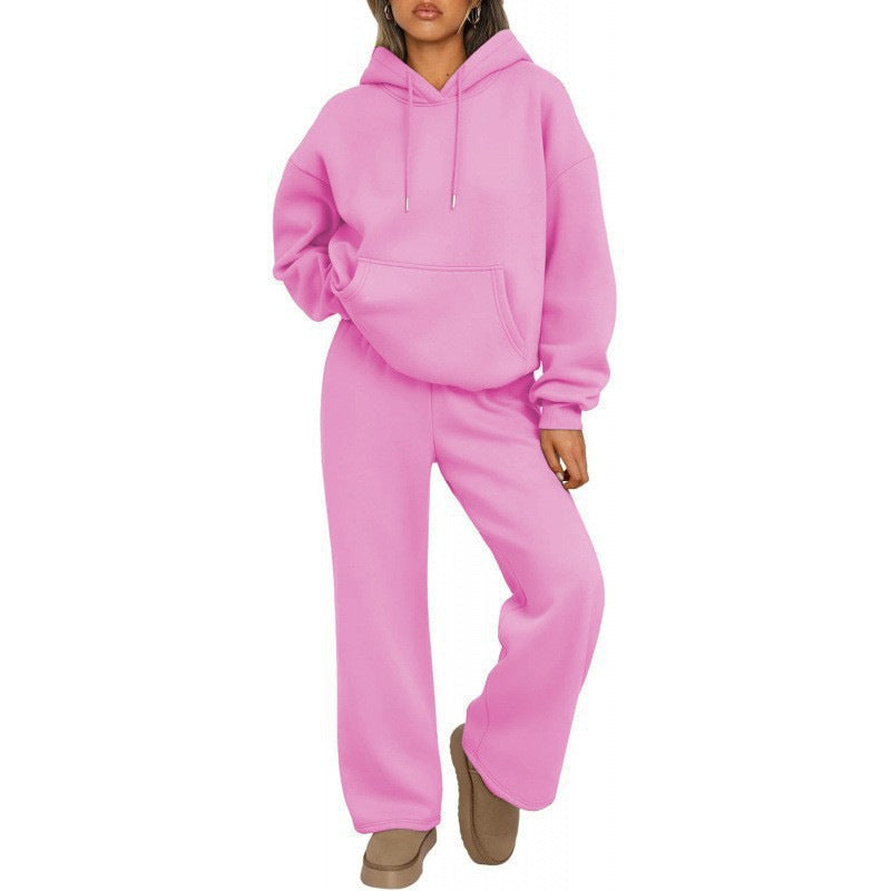 Women's Oversized Hoodie Set with Kangaroo Pocket and Wide Palazzo Pants Drune
