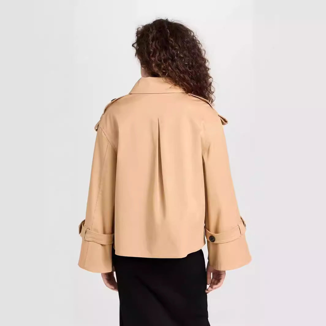 Women's Short Double-Breasted Trench Coat in Boxy Cut Mune Fashion