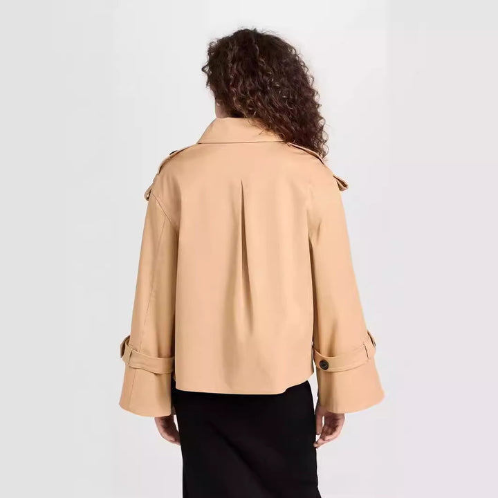 Women's Short Double-Breasted Trench Coat in Boxy Cut Mune Fashion