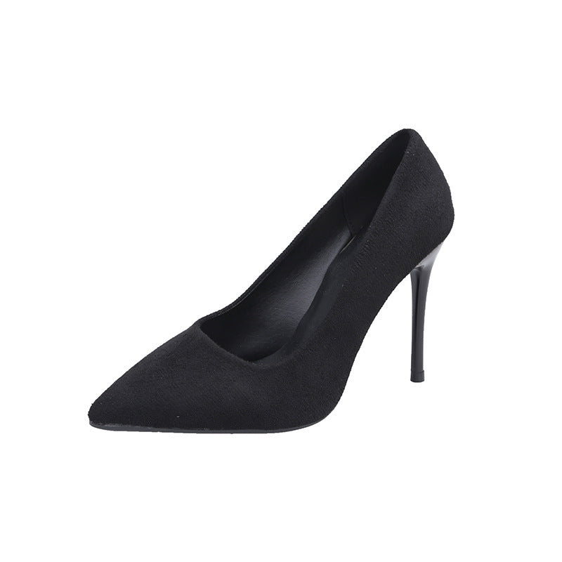 Women's pointed velvet look pumps with padded insole and sleek stiletto heel Mune Fashion