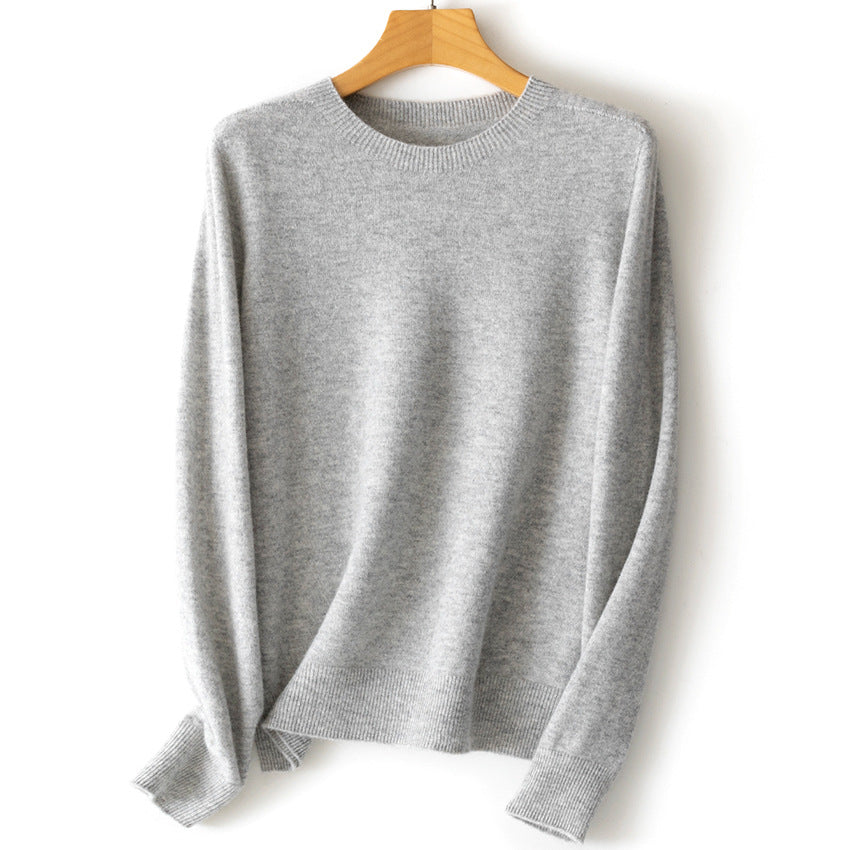 Women's Cashmere Blend Round Neck Sweater with Oversized Cut Mune Fashion