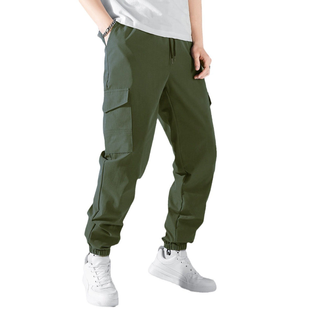 Women's casual cargo pants with elastic drawstring waistband, flap pockets, and adjustable ankle ties Mune Fashion