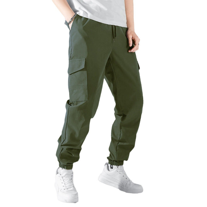 Women's casual cargo pants with elastic drawstring waistband, flap pockets, and adjustable ankle ties Mune Fashion