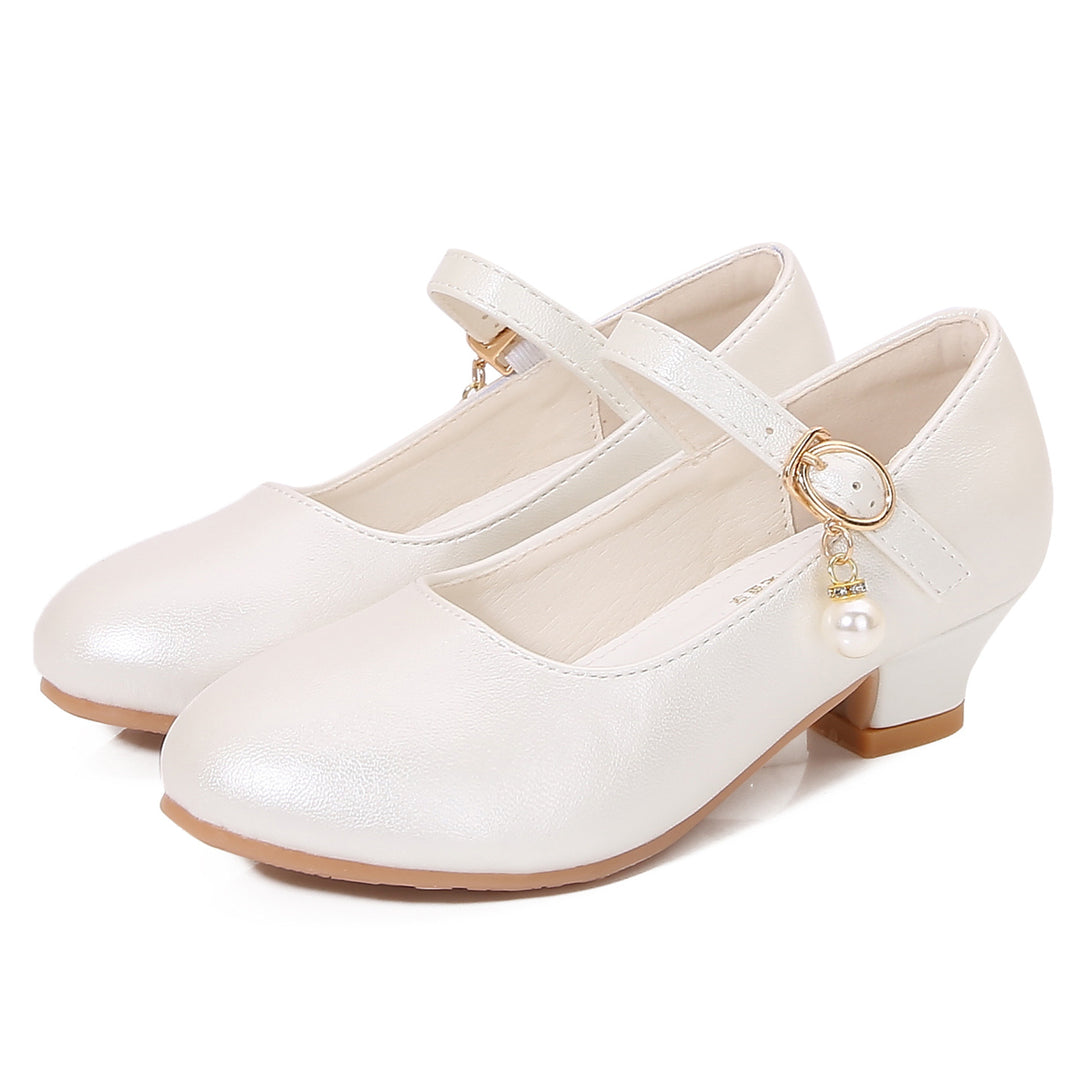 Girls Elegant Ballerinas with Adjustable Strap and Pearl Pendant Mune Fashion