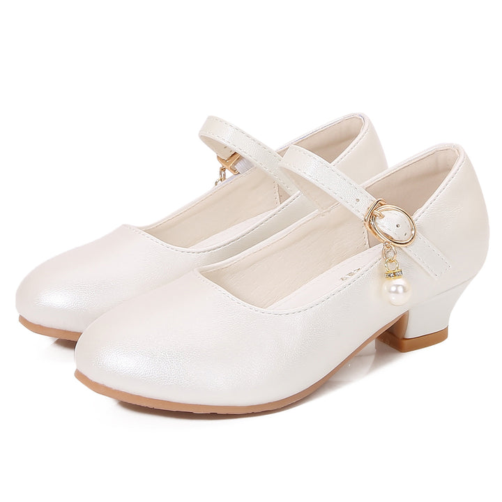 Girls Elegant Ballerinas with Adjustable Strap and Pearl Pendant Mune Fashion