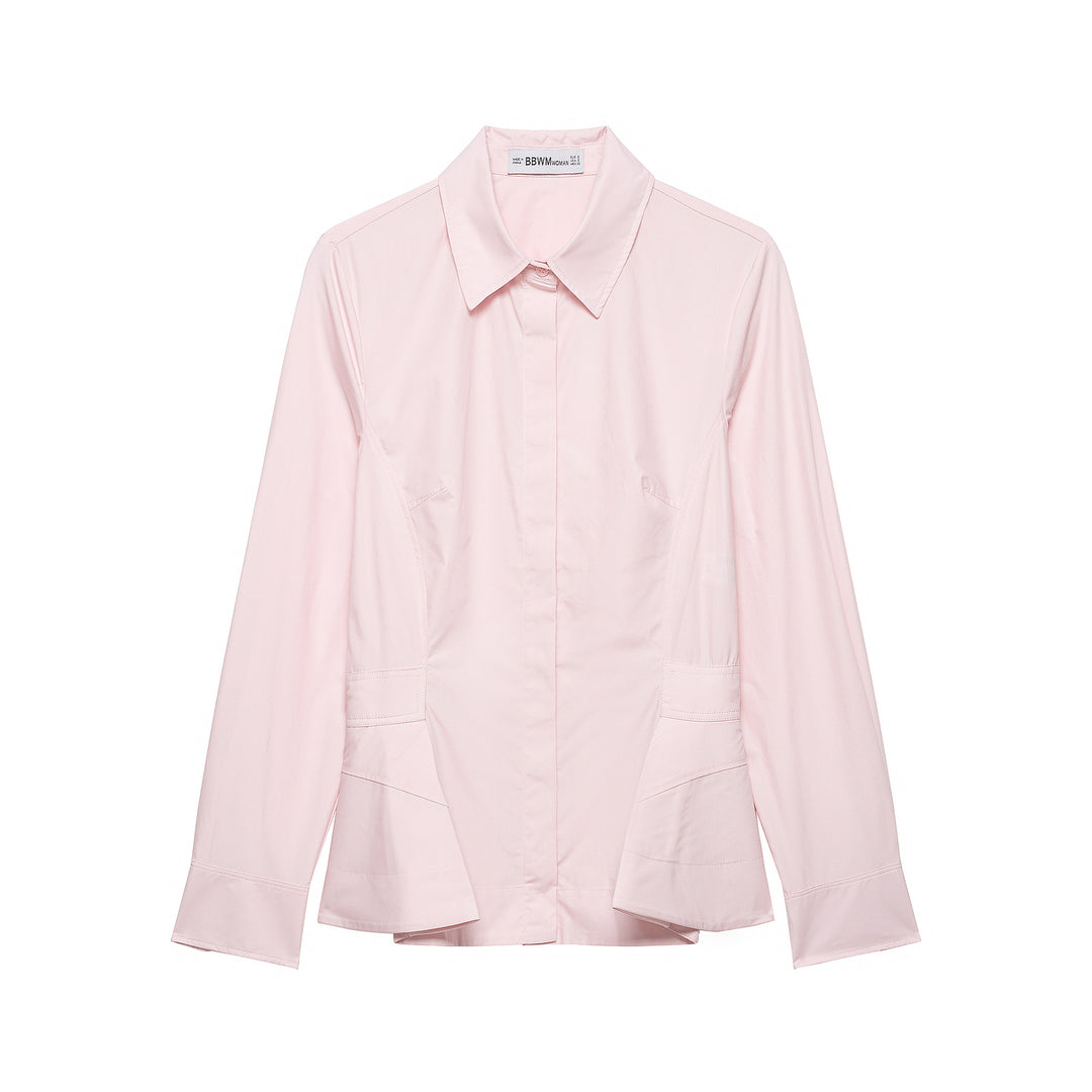 Women's Tailored Blouse Jacket with Peplum and Concealed Button Placket Mune Fashion