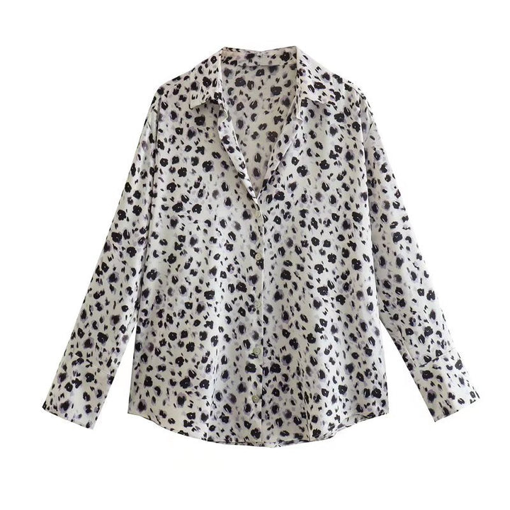 Ladies Oversized Satin Blouse with Shirt Collar and Wide Cuffs Mune Fashion