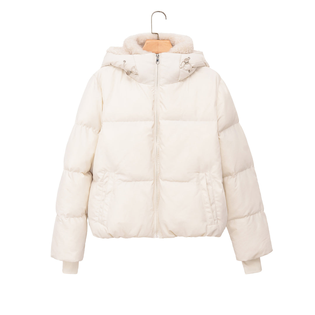 Women's Short Padded Jacket with Teddy Collar Mune Fashion