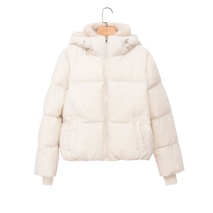 Women's Short Padded Jacket with Teddy Collar Mune Fashion