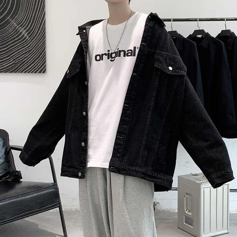 Men's Casual Denim Jacket with Hood Mune Fashion 1788342483
