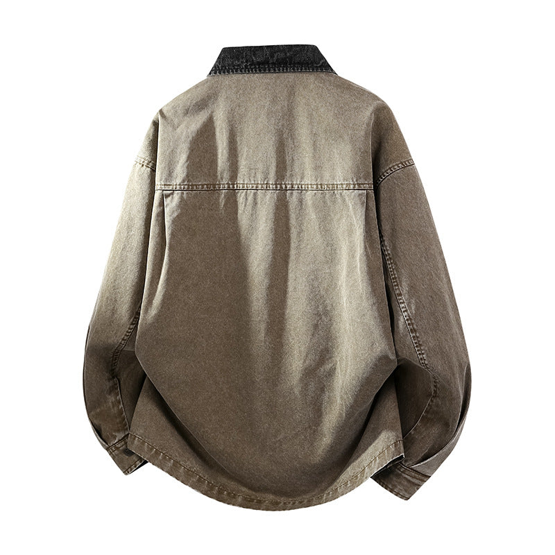 Men's loose-fitting denim shirt jacket with boxy shape and side pockets Mune Fashion