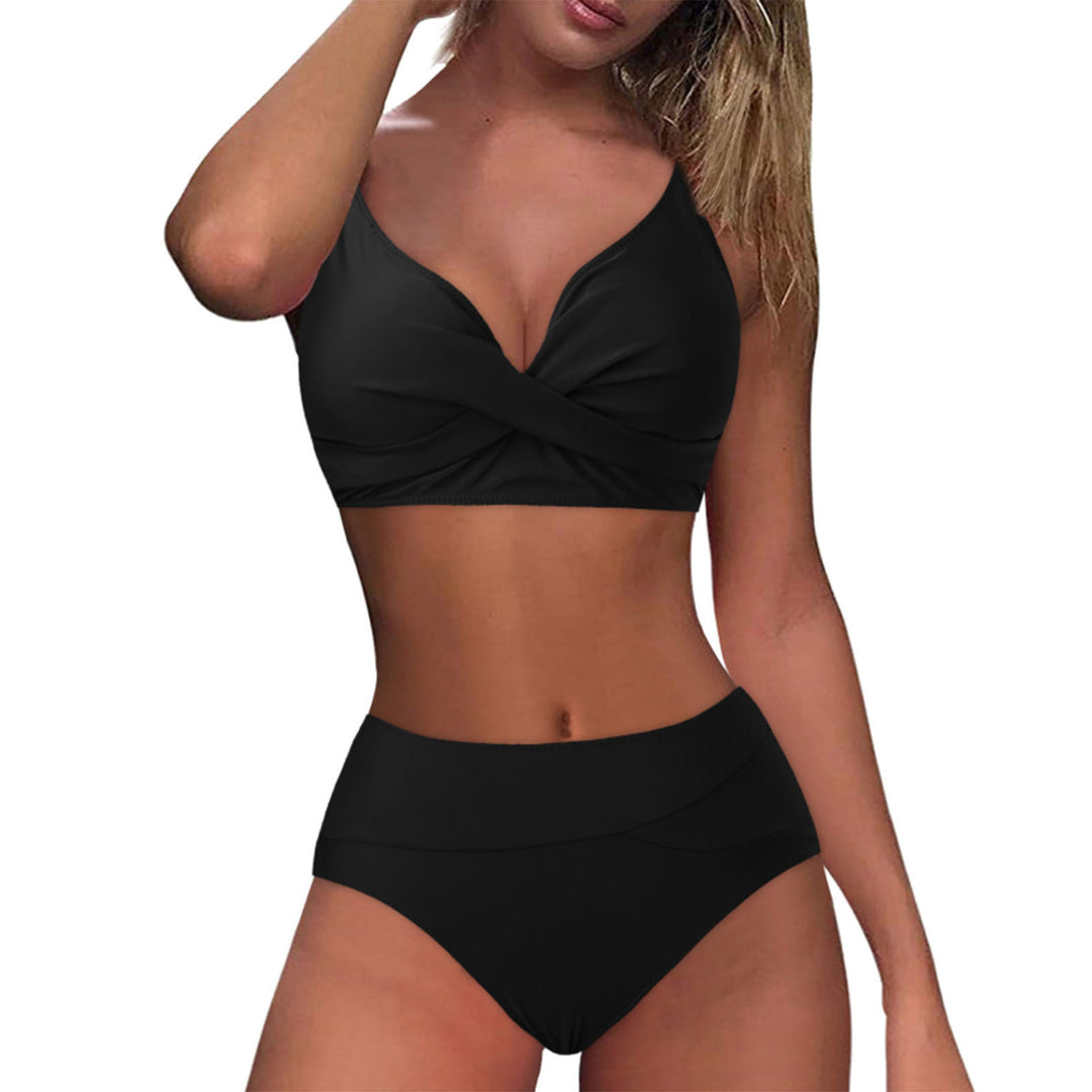 Women's High-Waisted Bikini Set with Sophisticated Twist Top Mune Fashion