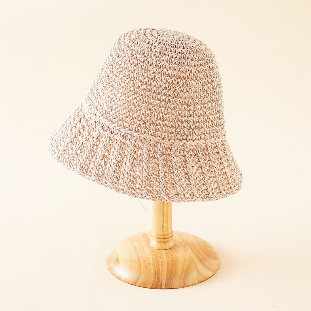 Women's Braided Sun Hat with Soft Brim and Decorative Stitching Mune Fashion