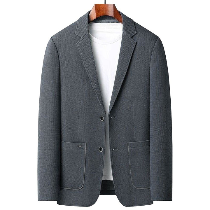 Men's Casual Blazer with Unstructured Silhouette, Waffle Texture and Patch Pockets Mune Fashion
