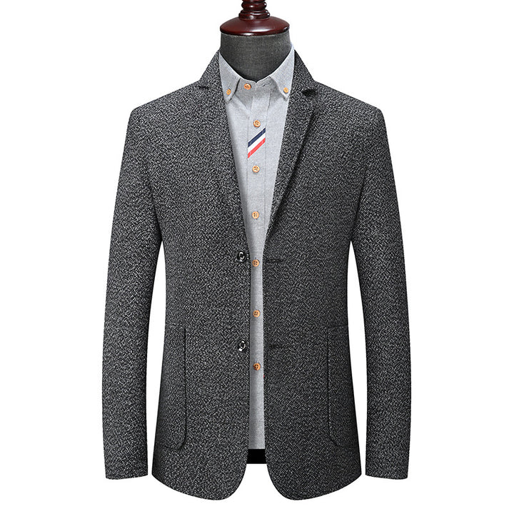 Men's slim fit jacket with fine melange texture and patch pockets Mune Fashion
