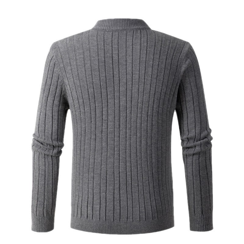 Men's cable-knit troyer with short stand-up collar, half-zip and tailored silhouette Mune Fashion
