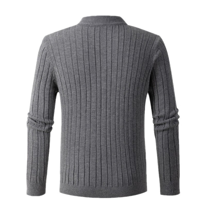 Men's cable-knit troyer with short stand-up collar, half-zip and tailored silhouette Mune Fashion