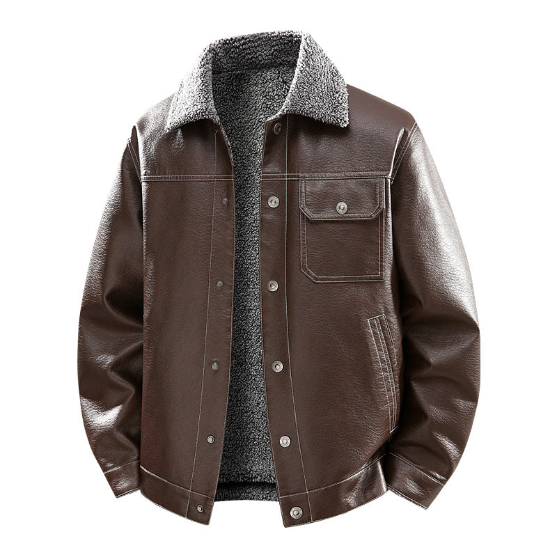 Men's Noble Faux Leather Jacket with Soft Teddy Lining Mune Fashion