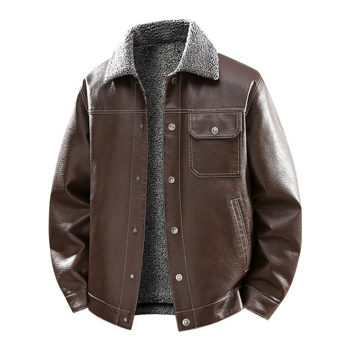 Men's Noble Faux Leather Jacket with Soft Teddy Lining Mune Fashion