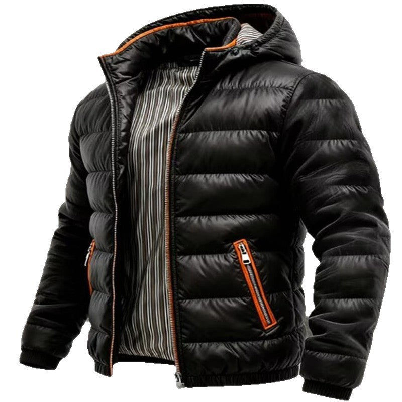 Men's Padded Quilted Expedition Jacket with Fur-Lined Hood and Front Mix Pockets Mune Fashion