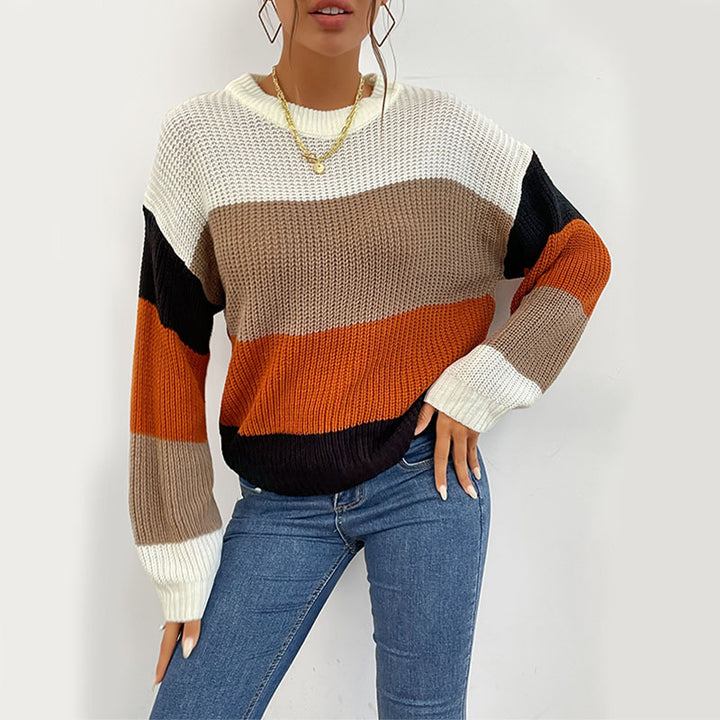 Women's Casual Color Block Sweater Mune Fashion