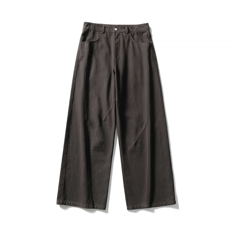 Ladies Palazzo Jeans Trousers with High Waist, Wide Leg and Decorative Seams Mune Fashion