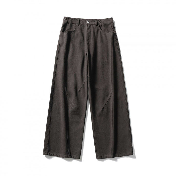 Ladies Palazzo Jeans Trousers with High Waist, Wide Leg and Decorative Seams Mune Fashion