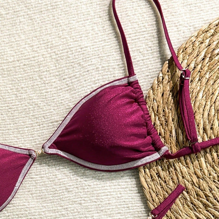 Women's Triangle Bikini with Glittering Accents Mune Fashion