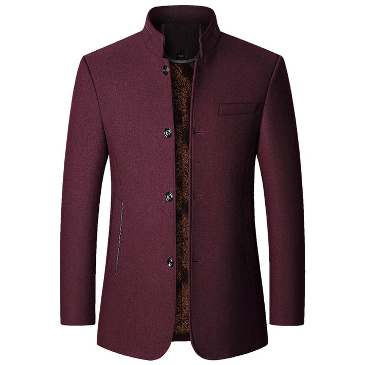 Men's wool coat with stand-up collar and quilted thermal lining Mune Fashion