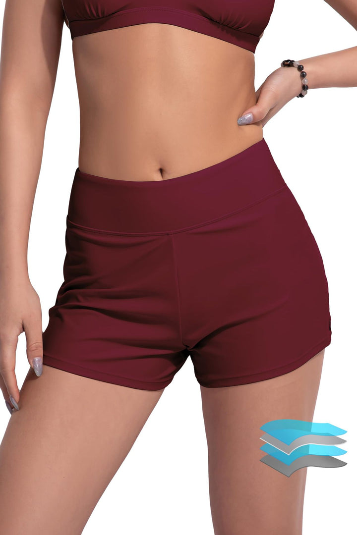 Women's High-Cut Sport Swim Shorts with Elastic Waistband Mune Fashion